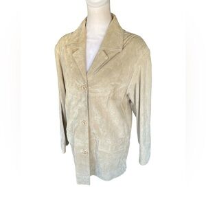 Jessica Holbrook Cream Suede Leather Jacket Blazer Women’s Medium